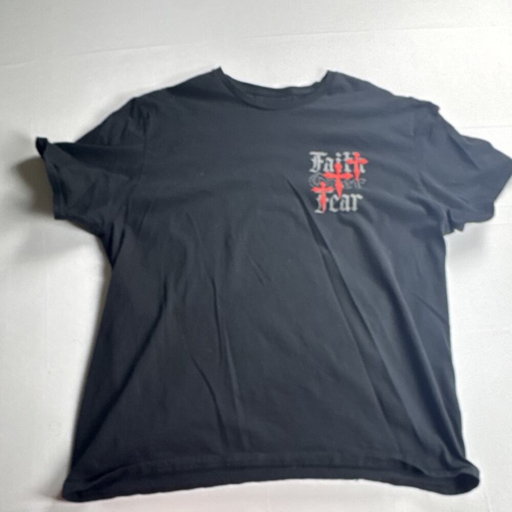 Eighty Eight Brand Faith Over Fear Angel Men's XX-L Black Cotton T-Shirt